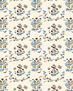 Cream Blue Orange Abstract Swirls Rug