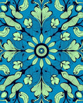 Aqua Mint Floral Medallion Rug