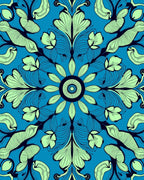 Aqua Mint Floral Medallion Rug