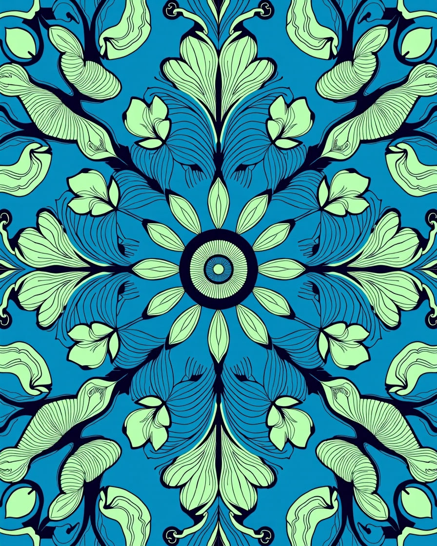 Aqua Mint Floral Medallion Rug