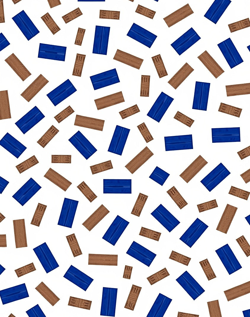 Deep Blue Brown Rectangular Collage Rug