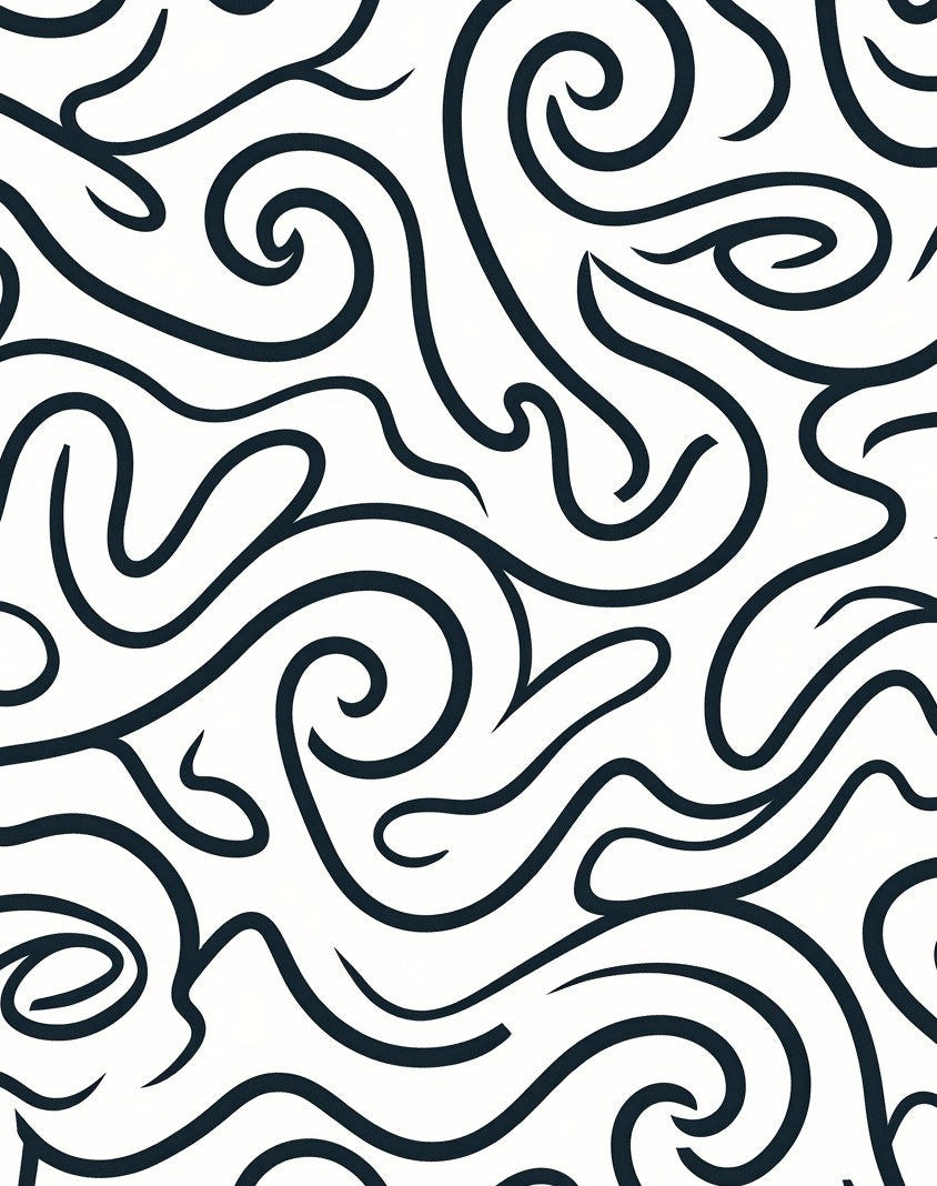 Midnight Swirls Abstract Organic Rug