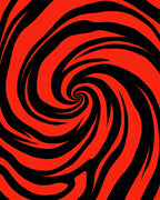 Crimson Black Swirl Hypnotic Rug
