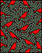 Red Robins on Evergreen Branches Rug