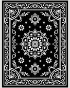 Black and White Floral Mandala Medallion Rug