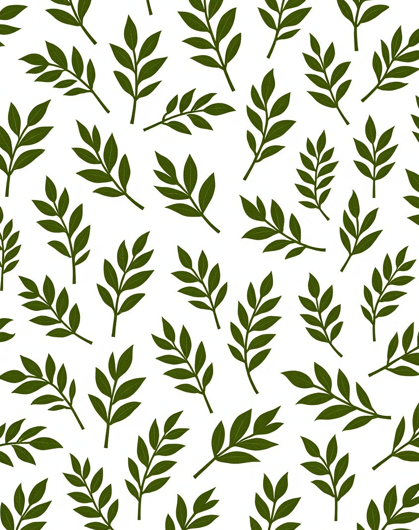 Dark Green Leafy Branch Pattern Rug