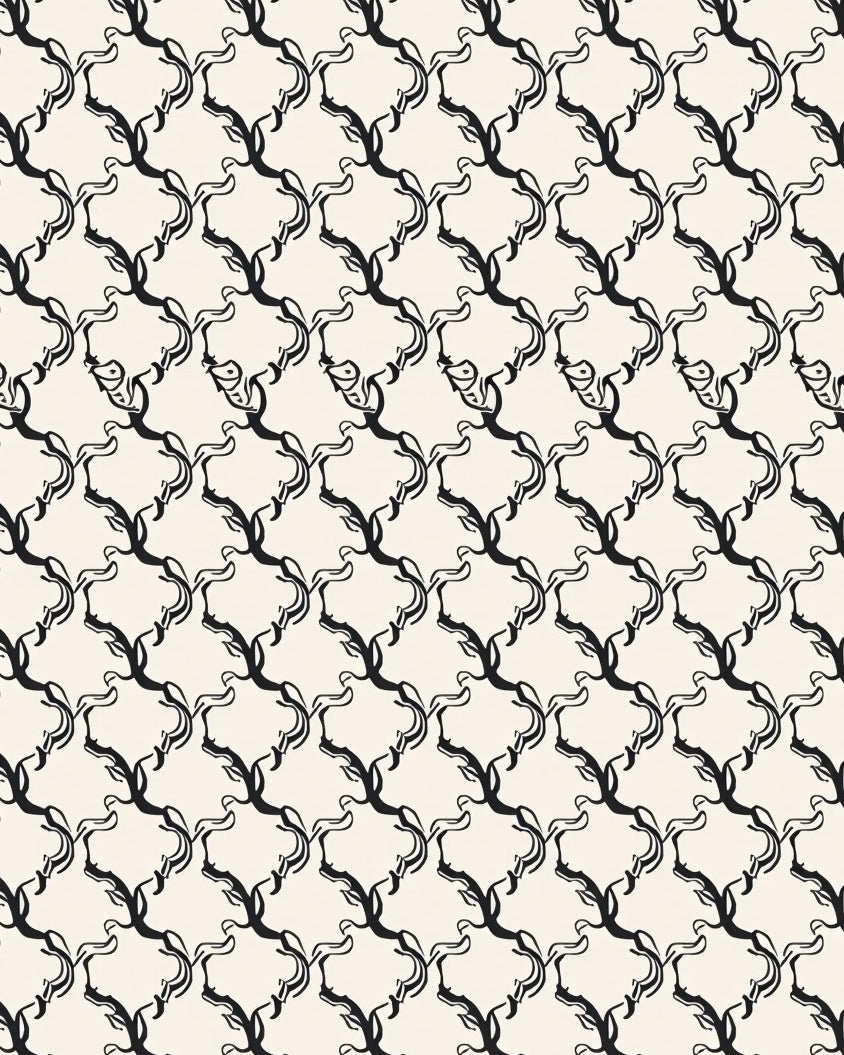 Monochromatic Ink Vine Lattice Rug