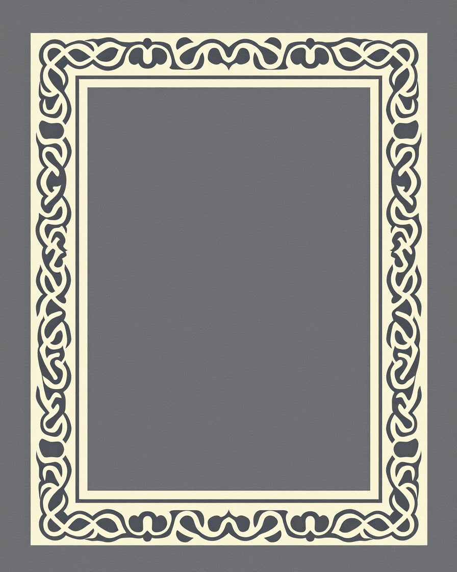 Cream and Charcoal Intertwined Border Rug