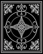Ornate Black White Starburst Medallion Rug