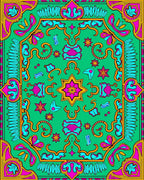Vibrant Pink Teal Geometric Star Medallion Rug