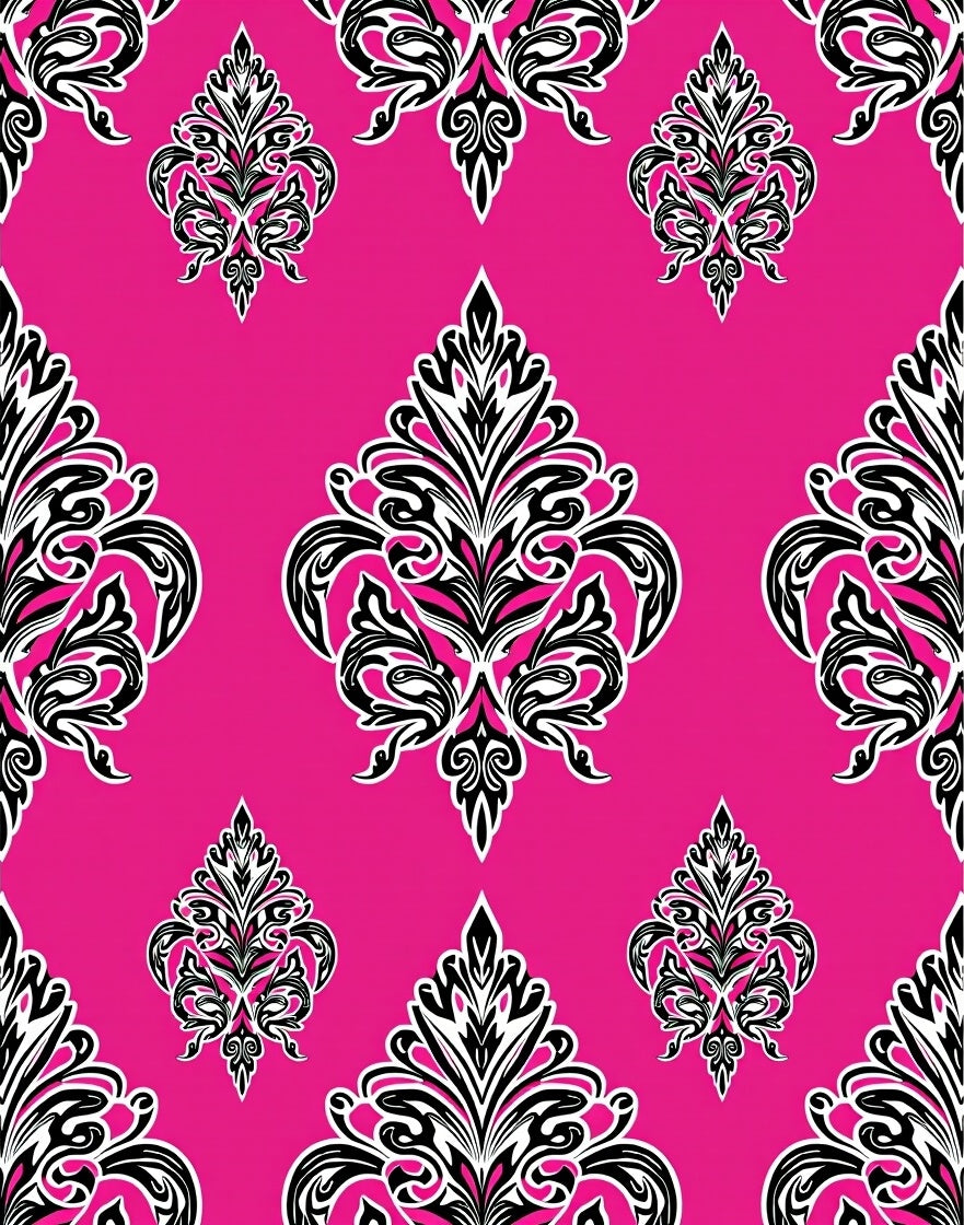 Bold Magenta Damask Element Rug
