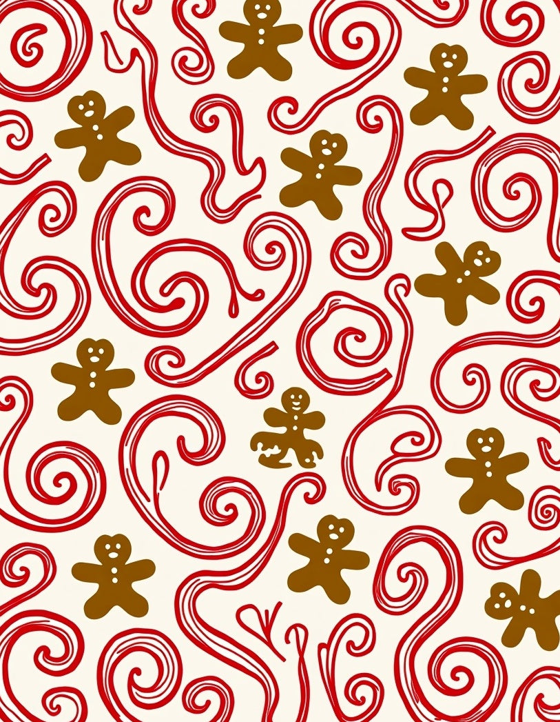 Brown Gingerbread Swirls Red Rug