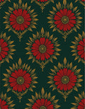 Red Floral Gold Leaf Wallpaper Rug