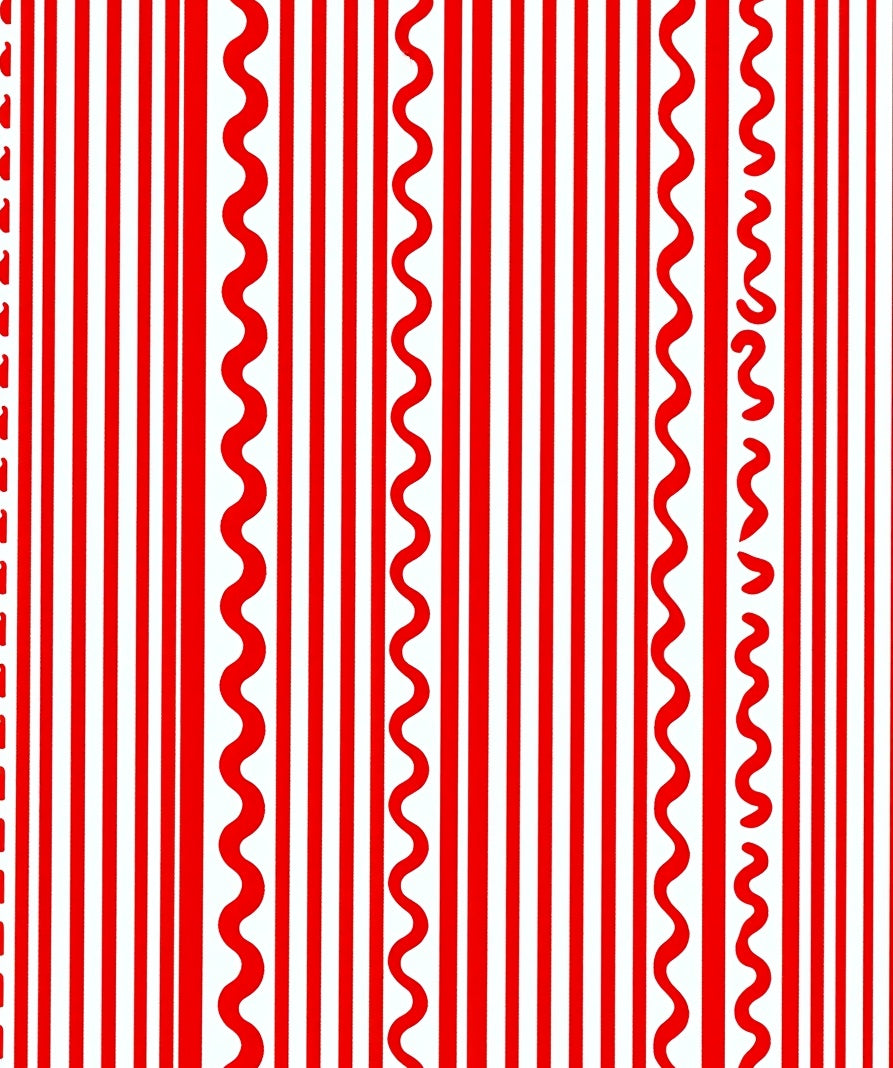 Bold Red Striped Wavy Lines Rug