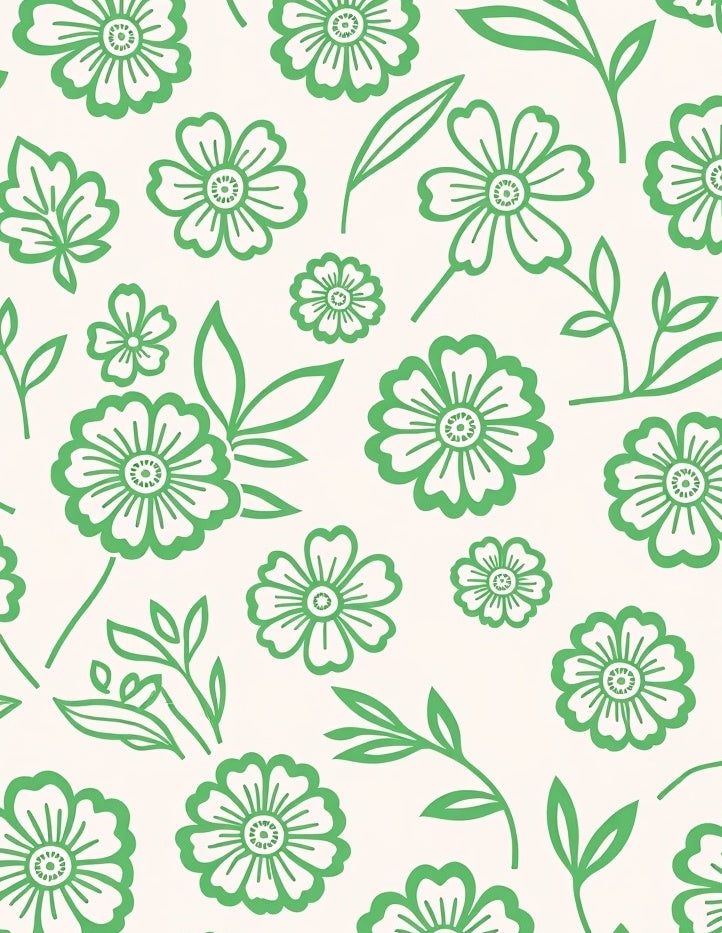 Fresh Green Floral Botanical Spread Rug