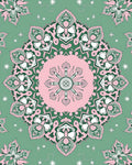 Pink and Green Floral Mandala Rug