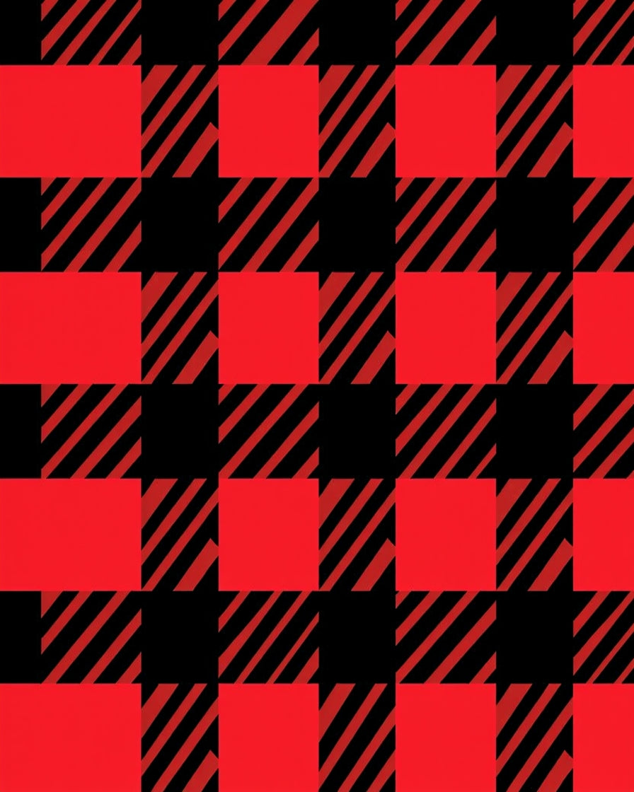 Classic Red Black Buffalo Check Squares Rug