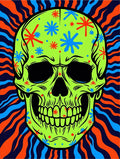 Psychedelic Lime Skull Floral Swirl Rug