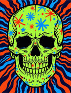 Psychedelic Lime Skull Floral Swirl Rug