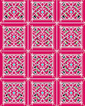 Tiled Fuchsia Geometric Floral Lattice Rug
