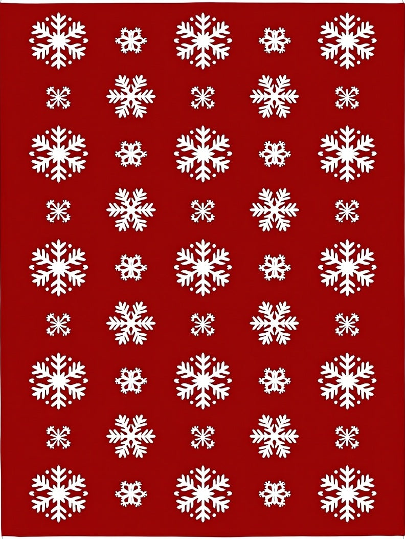 Winter Red Snowflake Cluster Rug