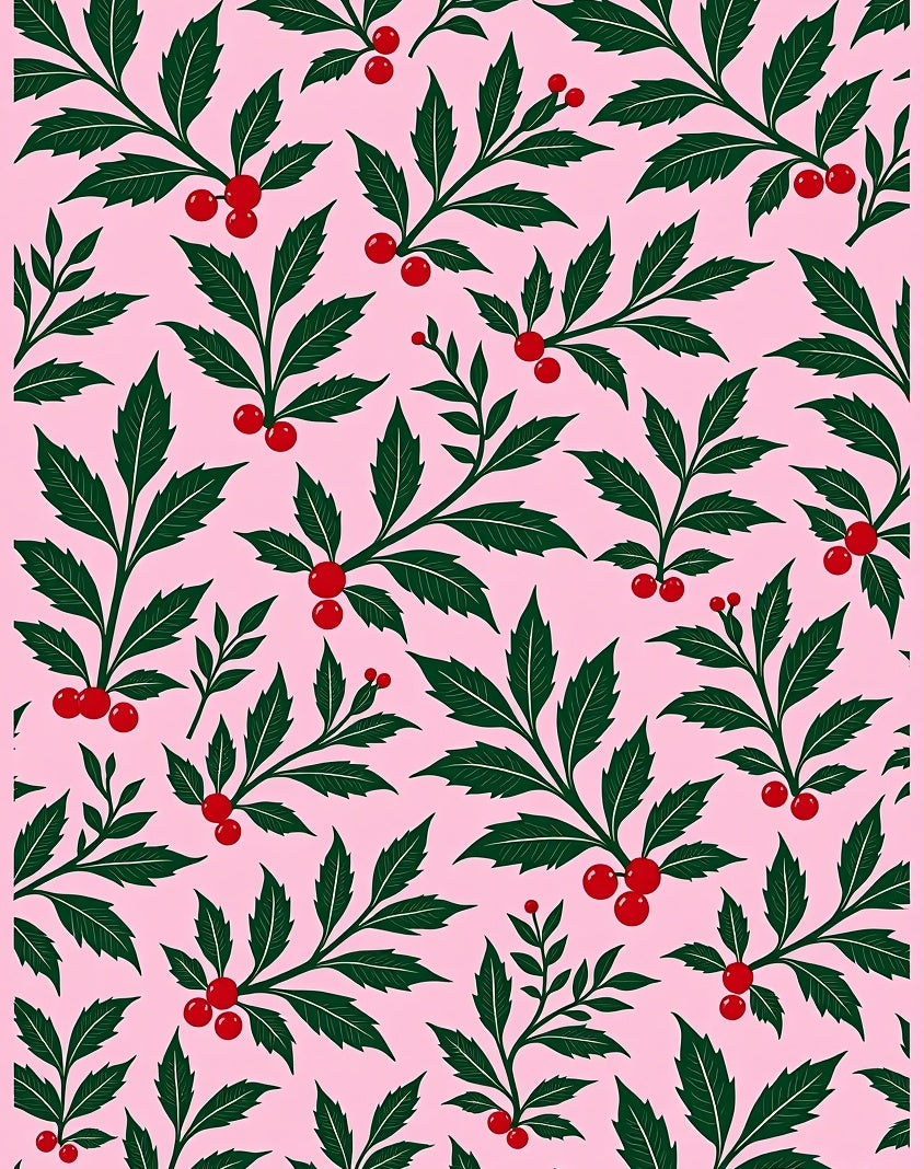 Pink Holly Berry Botanical Rug