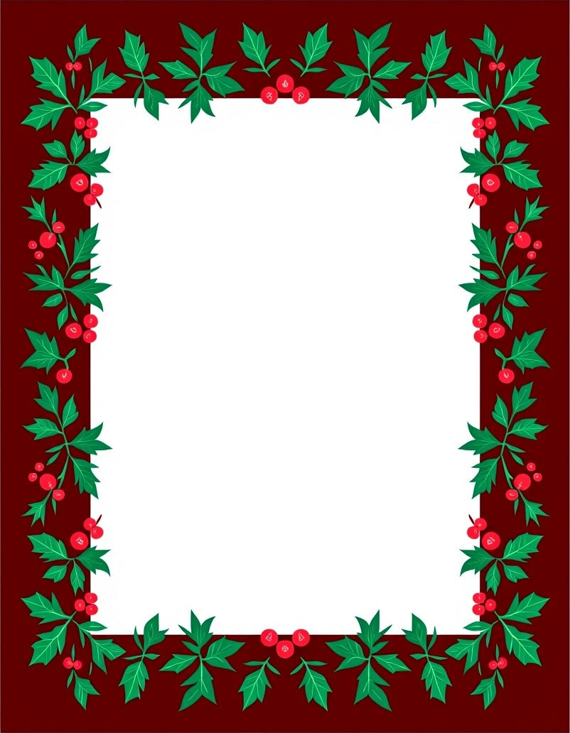 Deep Red Holly Berry Border Rug