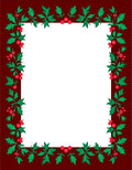 Deep Red Holly Berry Border Rug