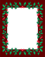 Deep Red Holly Berry Border Rug