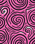 Bold Pink Black Swirl Abstract Rug
