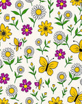 Whimsical Yellow Daisy Butterfly Garden Rug