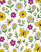 Whimsical Yellow Daisy Butterfly Garden Rug