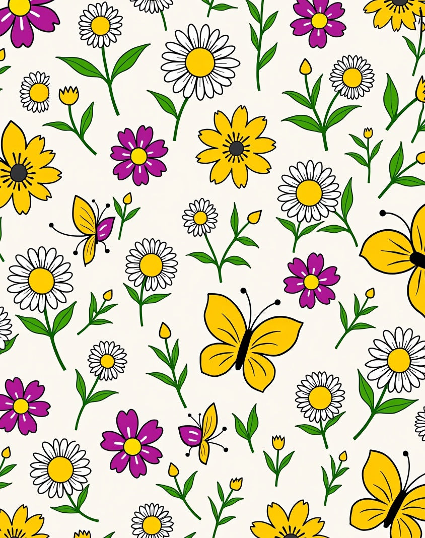 Whimsical Yellow Daisy Butterfly Garden Rug