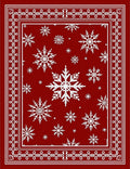 Red White Snowflake Bordered Rug