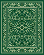 Vibrant Emerald Vintage Floral Scroll Rug