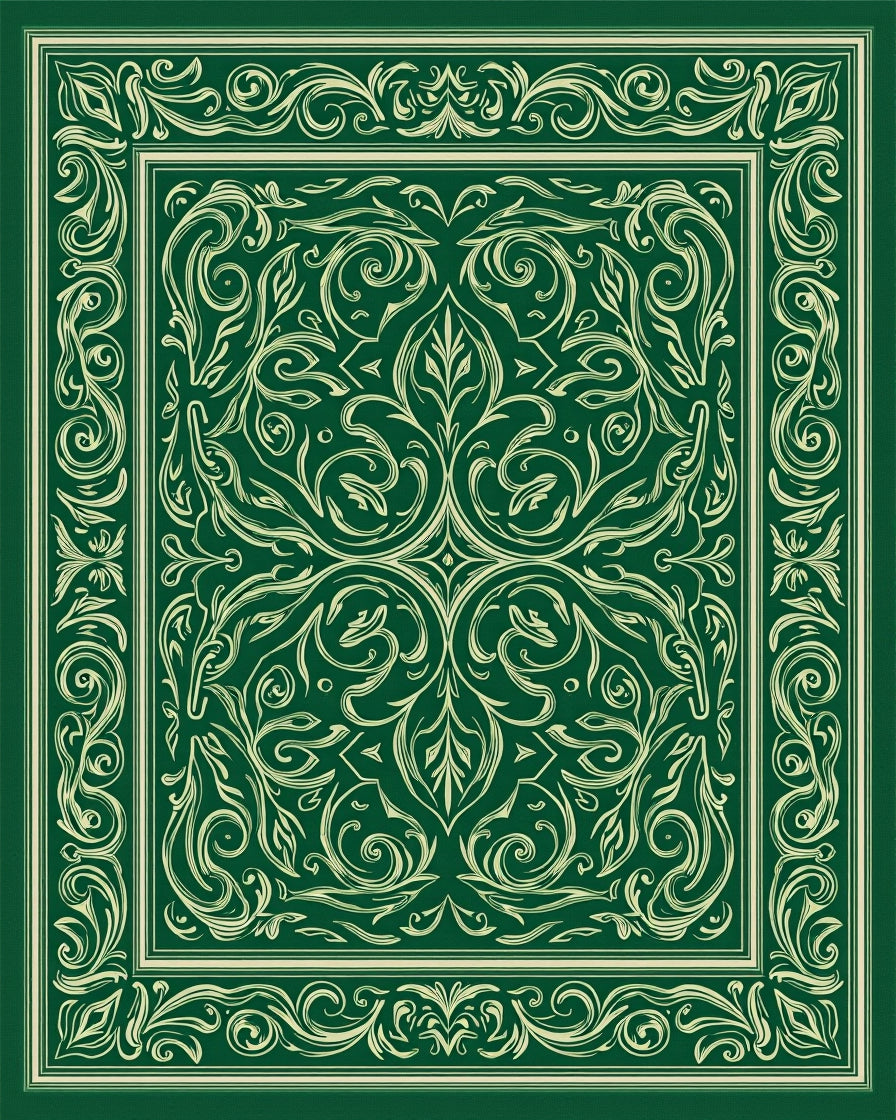 Vibrant Emerald Vintage Floral Scroll Rug