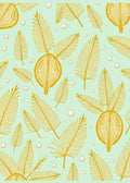 Golden Feathers and Pearls on Aqua Rug