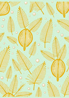 Golden Feathers and Pearls on Aqua Rug