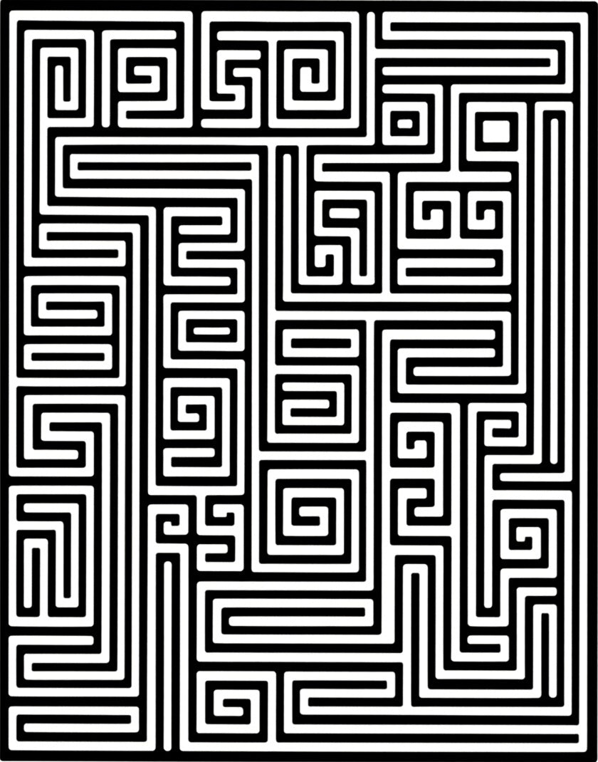 Black and White Geometric Maze Rug