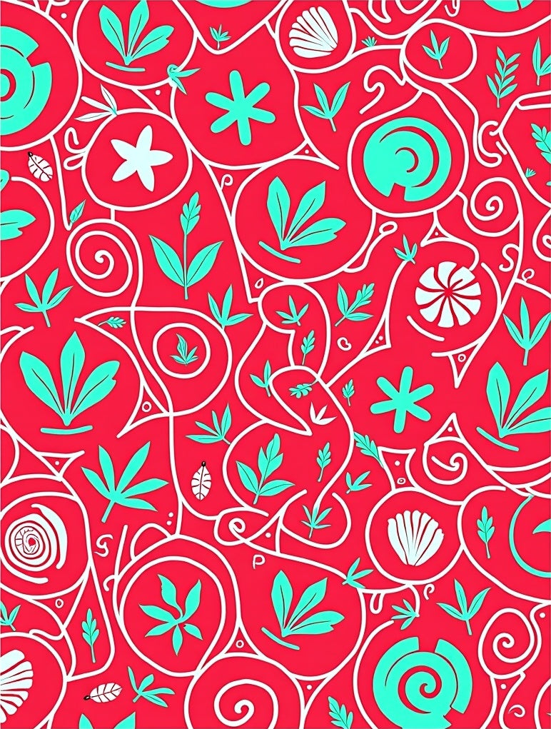 Whimsical Coral Tropical Vine Rug