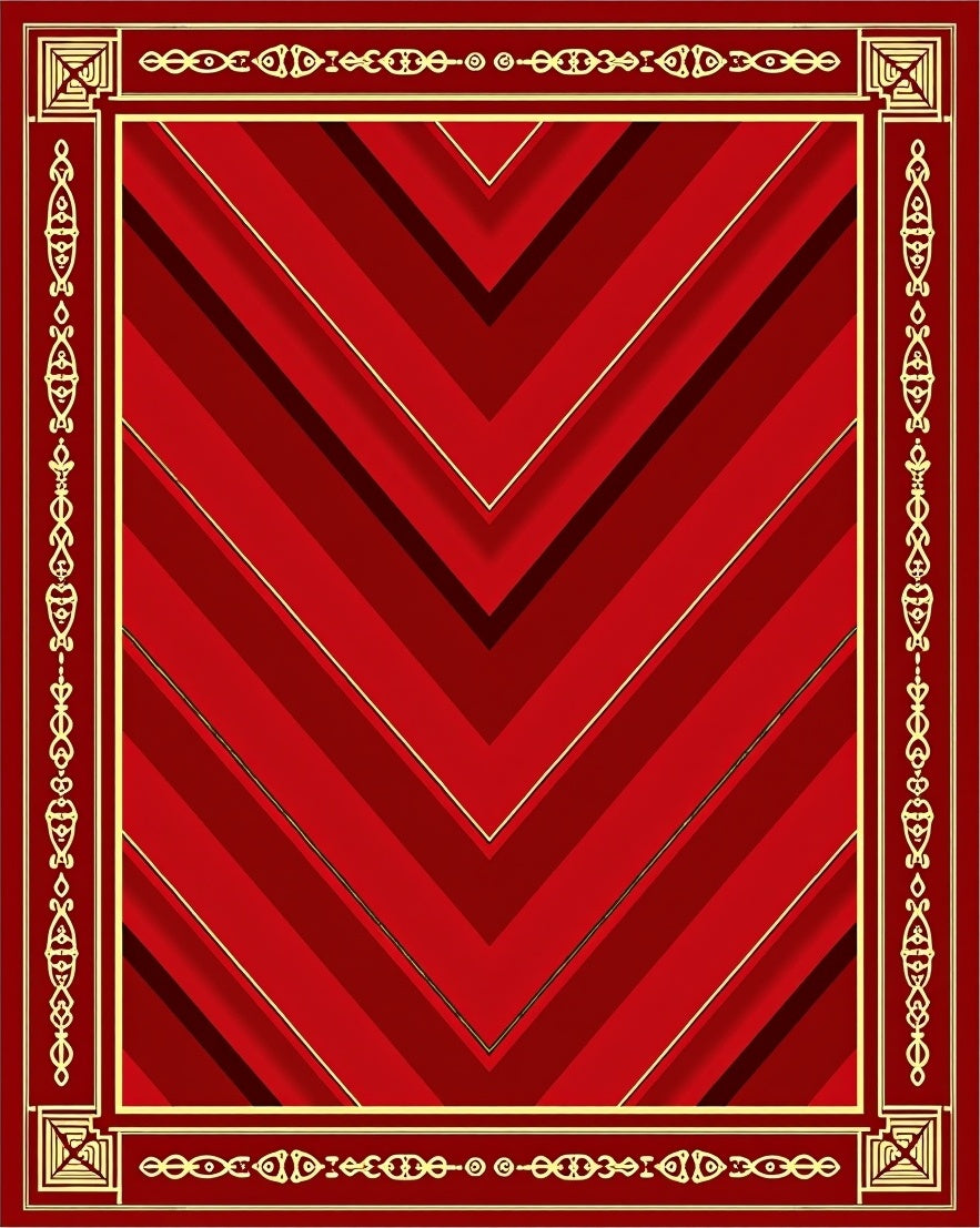 Crimson Gold Chevron Border Rug