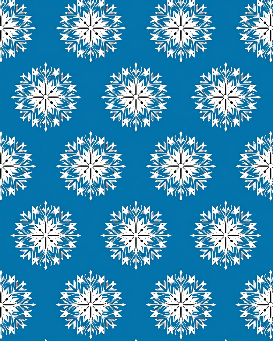 Classic Blue White Snowflake Repeat Rug