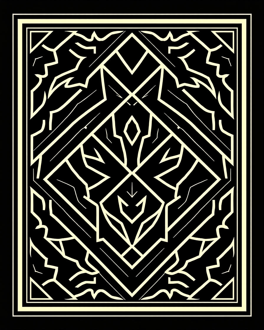 Geometric Golden Art Deco Diamond Rug