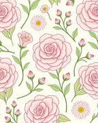 Soft Pink Rose Garden Illustration Rug