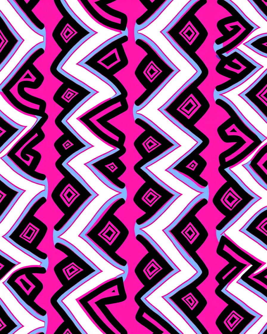 Vibrant Pink Zigzag Diamond Stripe Rug