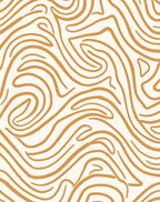 Golden Abstract Swirl Composition Rug