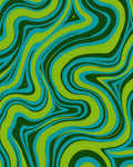 Groovy Green Teal Swirl Organic Rug