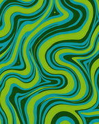 Groovy Green Teal Swirl Organic Rug