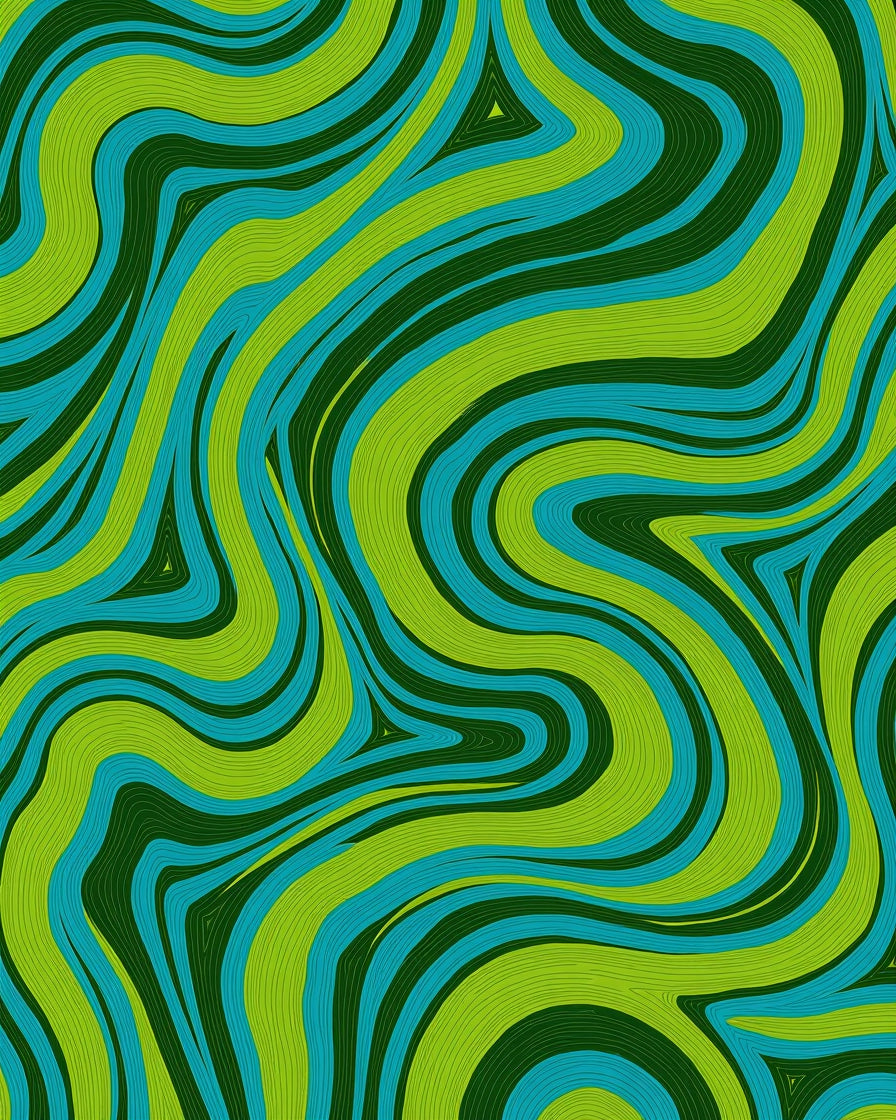 Groovy Green Teal Swirl Organic Rug