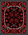 Bold Red Abstract Floral Bandana Rug